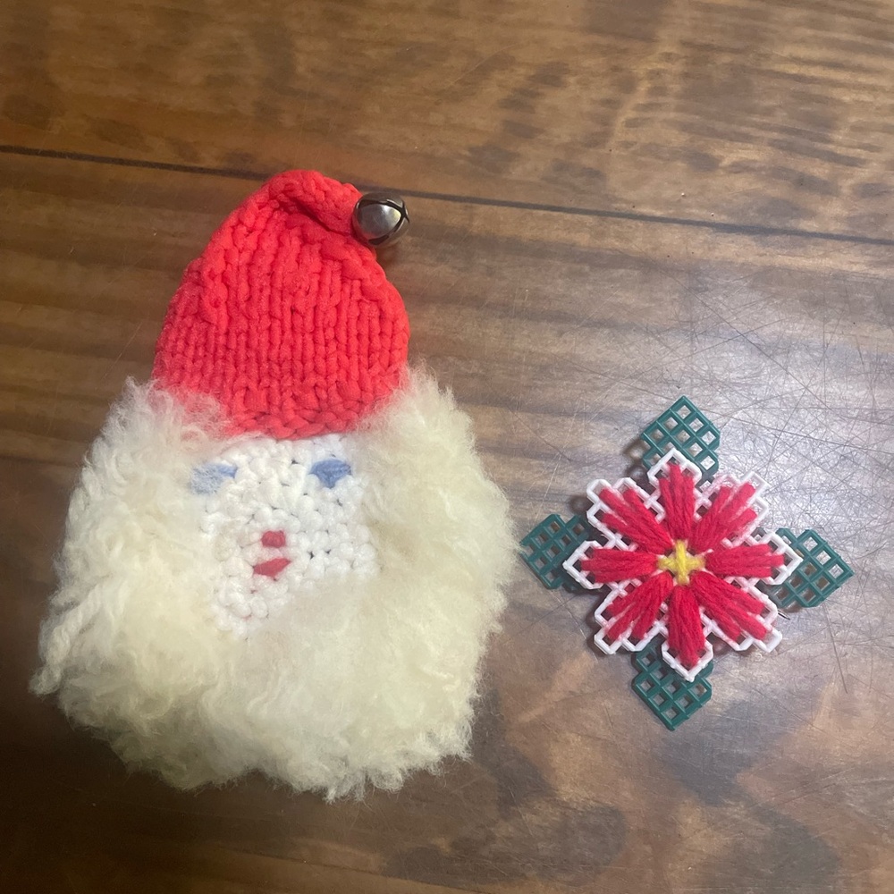 Handmade Christmas holiday Ornament & Pin Set festive unique home decor rare